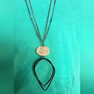 Beautiful Rose Quartz Dual chain stone pendant necklace